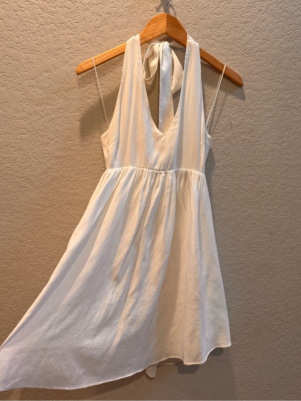 Backless V-Neck Halter Dress in white